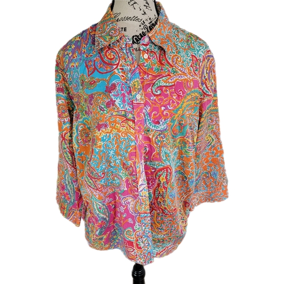 Lauren Ralph Lauren Tops - Lauren Ralph Lauren Marble Paisley print top 1XL NWT Women's